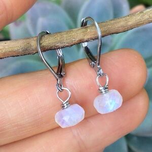 Genuine Moonstone rainbow Silver Earrings Sundance Charm